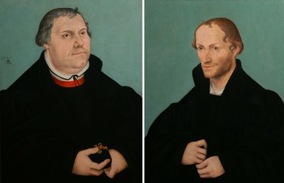 Portræt af Martin Luther amp; Portræt af Philippe Melanchthon af Lucas Cranach the Younger