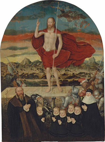Den genopstandne Kristus med en donorfamilie af Lucas Cranach the Younger