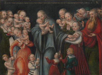 Tysk: Christus segnet die Kinder Kristus velsigner børnene af Lucas Cranach the Younger and workshop