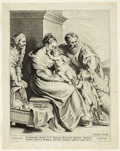 Den hellige familie med Sankt Elisabeth og spædbarnet Johannes Døberen af Lucas Emil Vorsterman