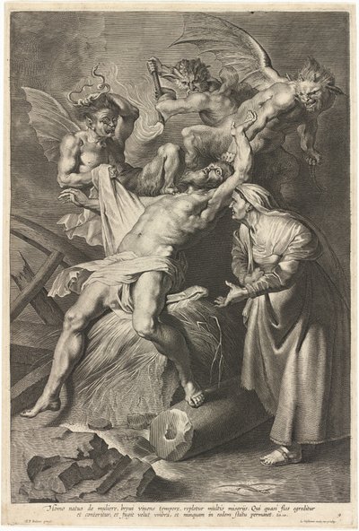 Job plaget af dæmoner og misbrugt af sin kone af Lucas Emil Vorsterman after Sir Peter Paul Rubens
