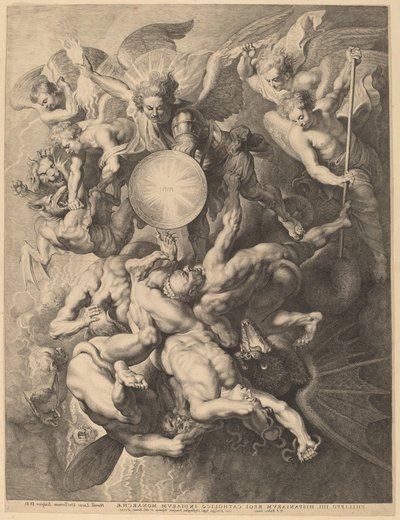 De oprørske engles fald af Lucas Emil Vorsterman after Sir Peter Paul Rubens