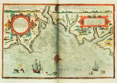 Havkystene mellem Dover og Orfordness, hvor den mest berømte flod Themsen ligger med alle de sandområder, banker, flade områder og skrænter, der findes deromkring, alt efter deres beliggenhed og udseende. af Lucas Janszoon Waghenaer
