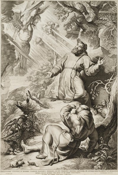 Den hellige Frans modtager stigmata af Lucas Vorsterman the Elder