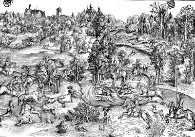 Hjortejagt på landet af Lucas the Elder (after) Cranach