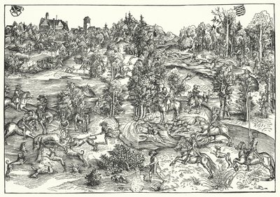 Hjortejagten (gravering) af Lucas the Elder (after) Cranach