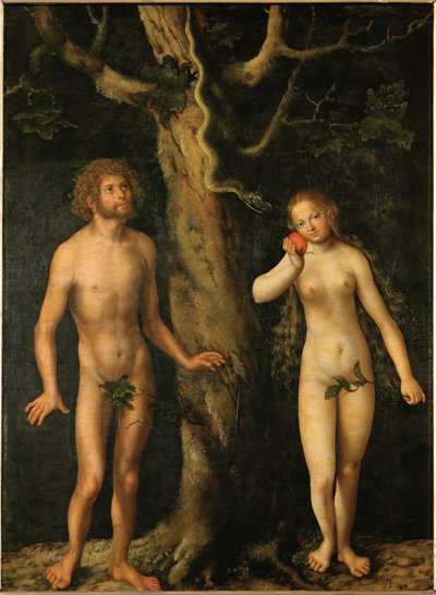 Adam og Eva (maleri på træ) af Lucas the Elder Cranach