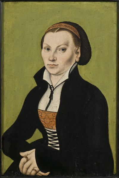 Catherine de Bore, epouse af Martin Luther - Portræt af Katharina Luther, født Katharina von Bora (1499-1552), af Cranach, Lucas, den ældre (1472-1553). Olie på træ af Lucas the Elder Cranach