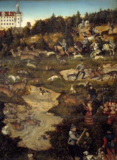 Jagt til ære for Karl V på Torgau Slot (Tyskland). Detalje. Maleri af Lucas Cranach (1472-1553) af Lucas the Elder Cranach