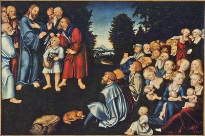 La multiplication des pains - Miraklet med de fem brød og to fisk, af Cranach, Lucas, den ældre (1472-1553). Olie på træ. Mål: 82x120 cm. Nationalmuseum Stockholm af Lucas the Elder Cranach