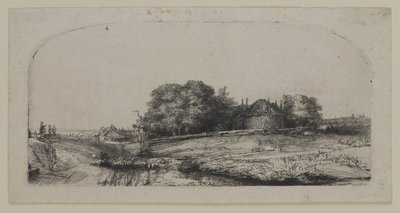 Landskab med en hølade og en flok får af Lucas the Elder Cranach