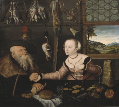 Le couple mal assorti - The Ill-matched Couple, af Cranach, Lucas, the Elder (1472-1553). Olie på træ af Lucas the Elder Cranach