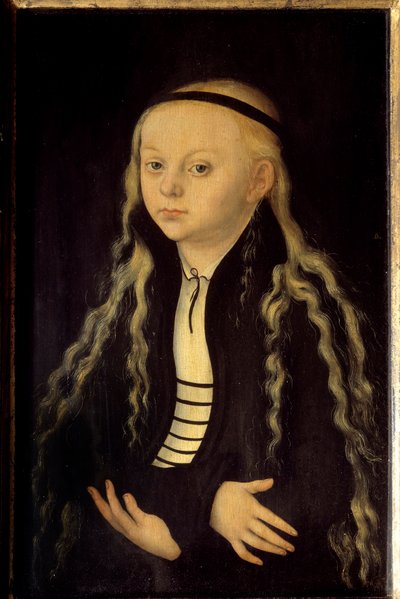Portræt af Magdalena Luther (1529-1542) datter af Martin Luther Maleri af Lucas Cranach den Gamle (eller den ældre) af Lucas the Elder Cranach