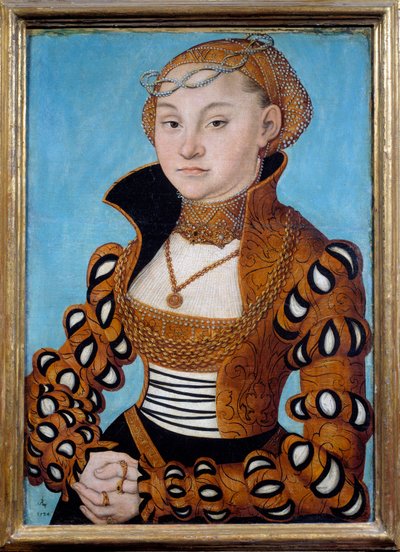 Portræt af en ædel saksisk dame. Maleri af Lucas Cranach (1472-1553) af Lucas the Elder Cranach