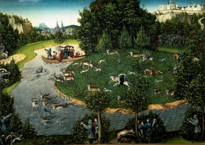 Hjortejagt på kurfyrst Frederik III af Sachsen kaldet de vise (maleri, 1529) af Lucas the Elder Cranach