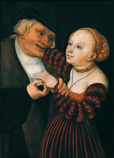Den gamle mand og den unge kvinde, ca. 1530 (olie på lærred) af Lucas the Elder Cranach