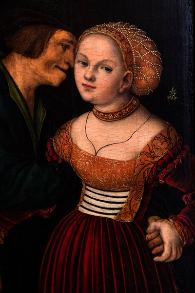 The Old Man in Love or The Mismatched Lovers, detalje, ca. 1530 (olie på træ) af Lucas the Elder Cranach