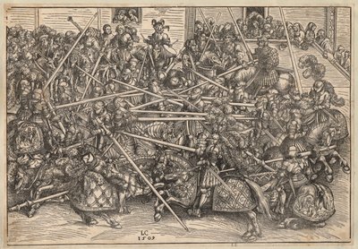 Tournoi - Turnering - Cranach, Lucas, den ældre (1472-1553) - 1509 - Træsnit - 29,5x42,5 - Privat samling af Lucas the Elder Cranach