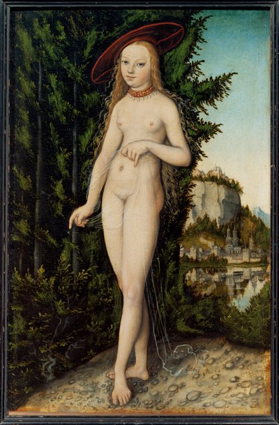 Venus debout dans un paysage - Venus, der står i et landskab ... af Lucas the Elder Cranach