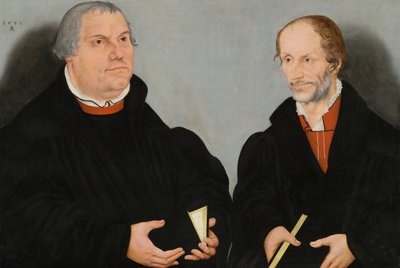 Martin Luther (1483-1546) og Philipp Melanchthon (1497-1560) af Lucas the Younger Cranach