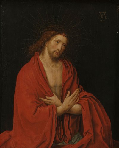 Kristus med tornekrone af Lucas van (after) Leyden