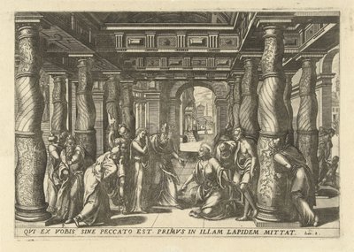 Christ en de overspelige kvinde De tretten mest elegante og udsmykkede ikoner i Det Nye Testamente i templet (serietitel) af Lucas van Doetechum