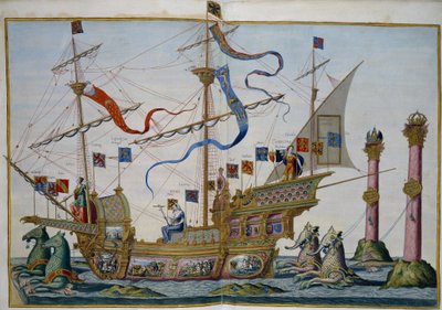 Begravelsesoptog i Bruxelles i anledning af kejser Karl Vs død. Blad 5 par Doetecum, Lucas, van (ca. 1530-c. 1584) af Lucas van Doetechum