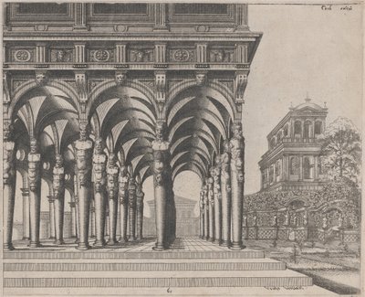 Loggia med Satyrvilkår og en have af Lucas van Doetechum and Johannes