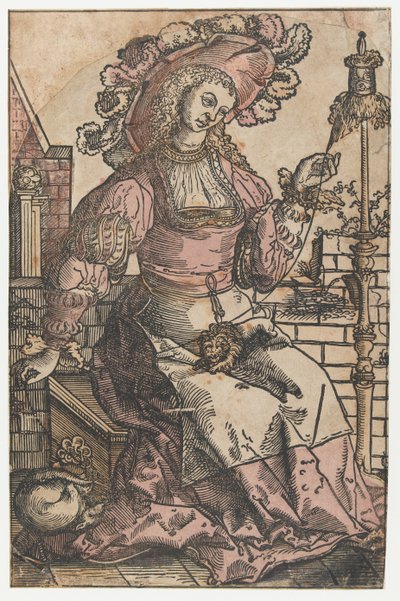 spindende kvinde af Lucas van Leyden (attributed to)