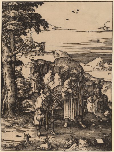 Abraham går for at ofre Isak af Lucas van Leyden