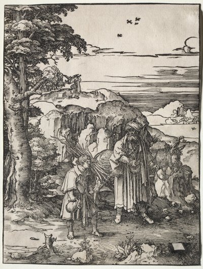 Abraham går for at ofre Isak af Lucas van Leyden