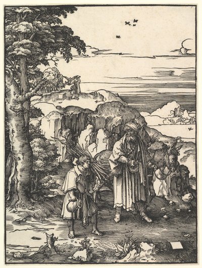 Abraham går for at ofre Isak, 1517-19. af Lucas van Leyden