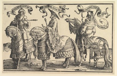 Akaz, Ezekias, Manasse, fra De tolv konger af Israel, ca. 1520. af Lucas van Leyden