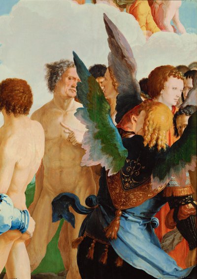 Engle blandt de retfærdige (olie på træ) af Lucas van Leyden