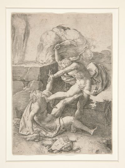 Kain, der dræber Abel, fra Adam og Evas historie af Lucas van Leyden