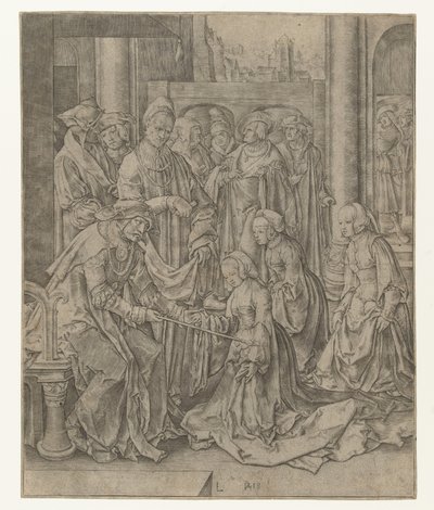 Ester knæler foran Ahasverus af Lucas van Leyden