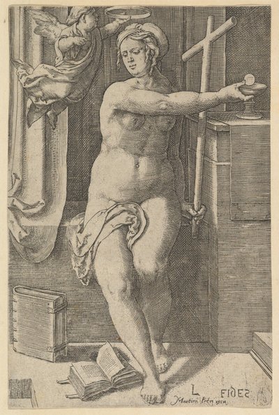 Faith, fra serien De syv dyder, 1530. af Lucas van Leyden