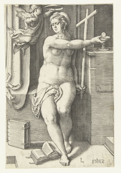 Tro på Fides (titel på objekt) Seven Virtues (serietitel) af Lucas van Leyden