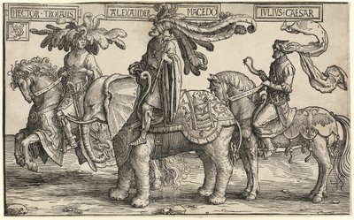 Hector af Troja, Alexander af Makedonien, Julius Cæsar, fra De ni helte af Lucas van Leyden