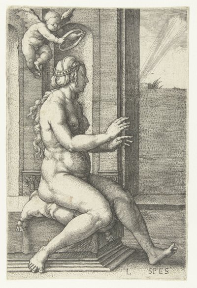 Dynge Spes (titel på objekt) Seven Virtues (serietitel) af Lucas van Leyden