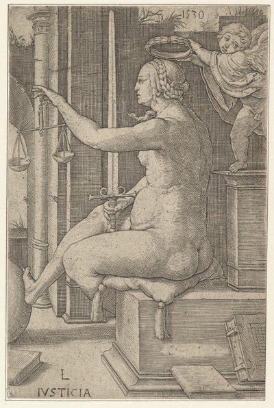 Retfærdighed, fra serien The Virtues, 1530. af Lucas van Leyden
