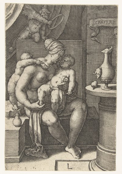 Kærlighed Caritas (titel på objekt) Seven Virtues (serietitel) af Lucas van Leyden