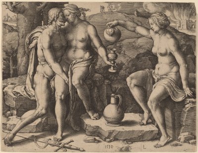 Lot og hans døtre af Lucas van Leyden
