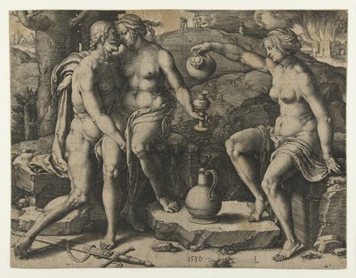 Lot og hans døtre af Lucas van Leyden