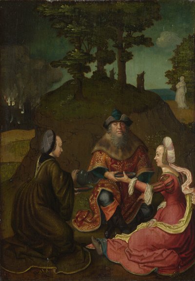 Lots Døtre får deres Fader til at drikke Vin, 1508-1512 af Lucas van, Leyden