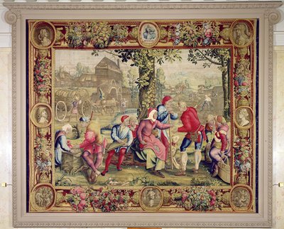 Betal til høstmaskinerne, Gobelins Workshop (tæppe) af Lucas van Leyden