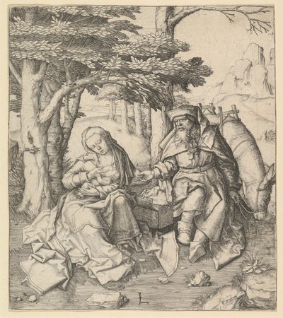 Hvil på flugten til Egypten, ca. 1506. af Lucas van Leyden