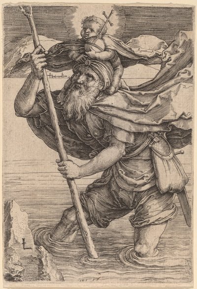 Sankt Christopher bærer Kristusbarnet af Lucas van Leyden
