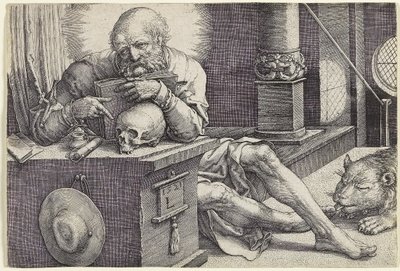 Den hellige Hieronymus i sit arbejdsværelse, 1521 af Lucas van Leyden