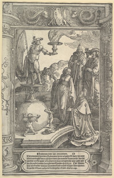 Salomons afgudsdyrkelse [1. Kongebog, 11:1-8], ca. 1517. af Lucas van Leyden
